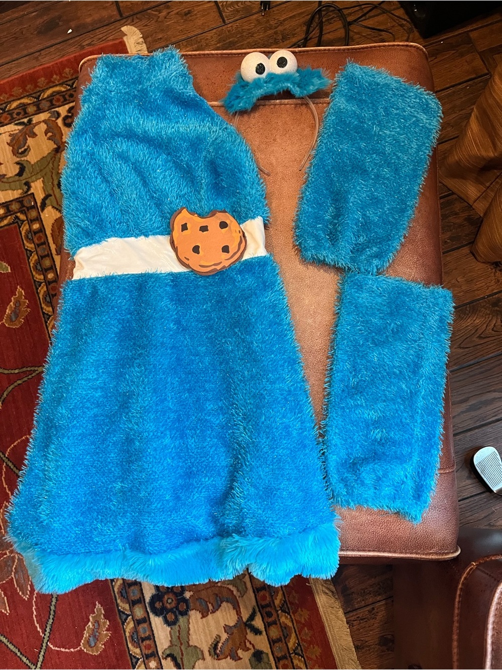 Sesame Street Blue Fuzzy Cookie Costume Set with Headband and Arm Warmers